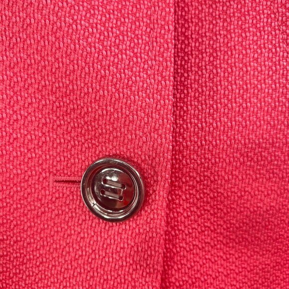 Tahari Hot Pink Short Jacket Textured 3 Button Size 10 Collar Cuffs Jackie-O Chi - Picture 11 of 14
